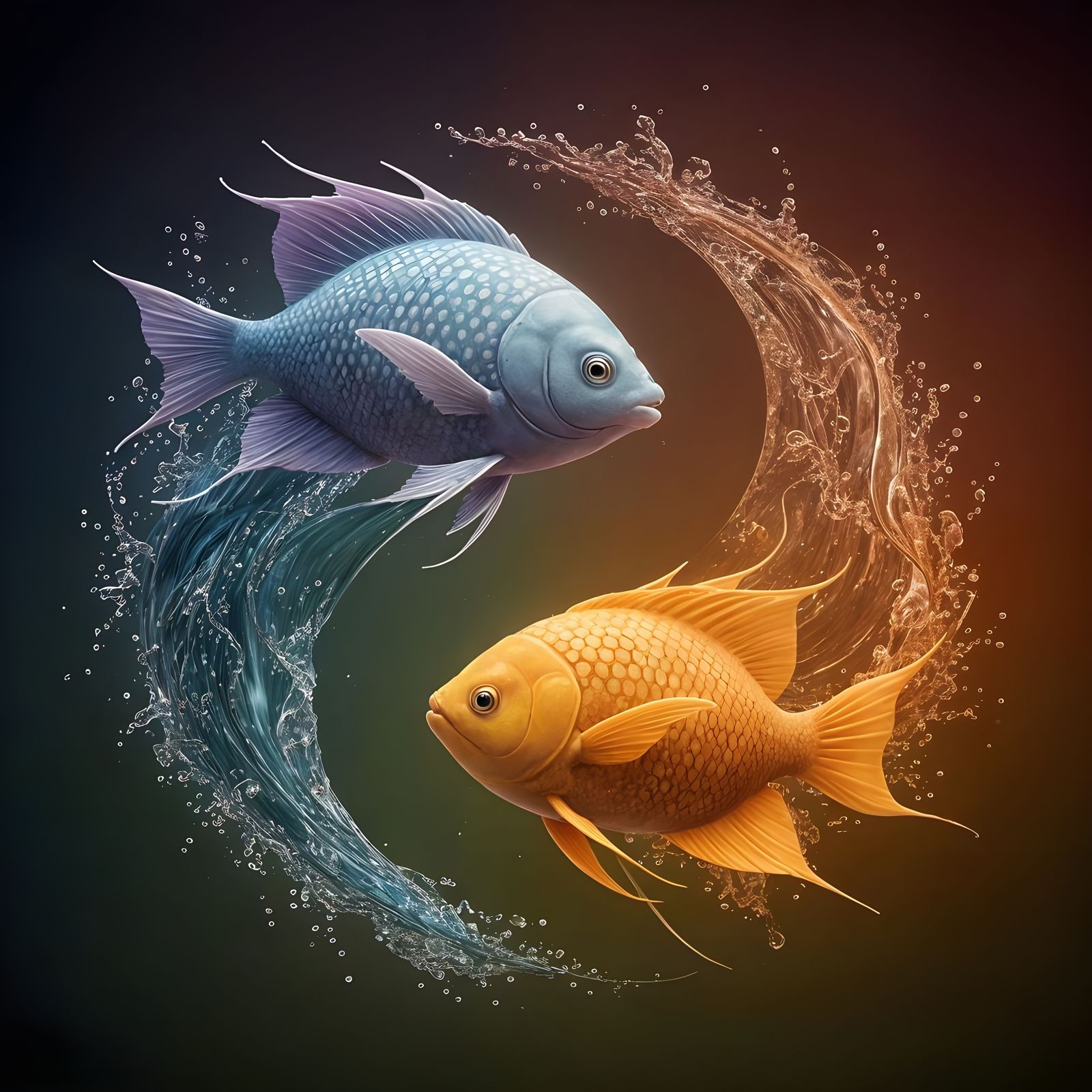 Surreal Pisces Symbol in Dreamy Hyperrealistic Art