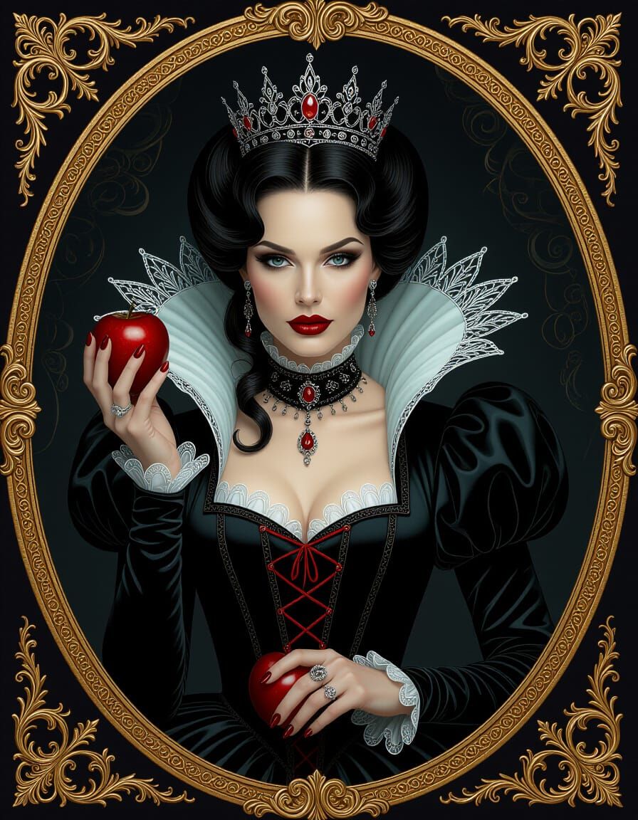 Dark Fairytale Queen Portrait in Enchanted Forest
