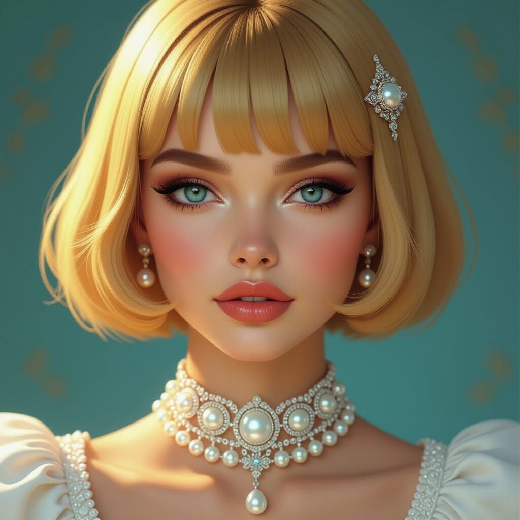 a young woman with an air of sophisticated confidence. Her s...