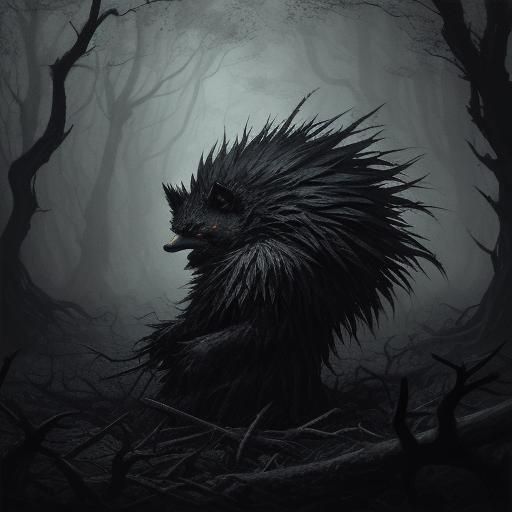 Angry Hedgehog in Dark Expressionism Style