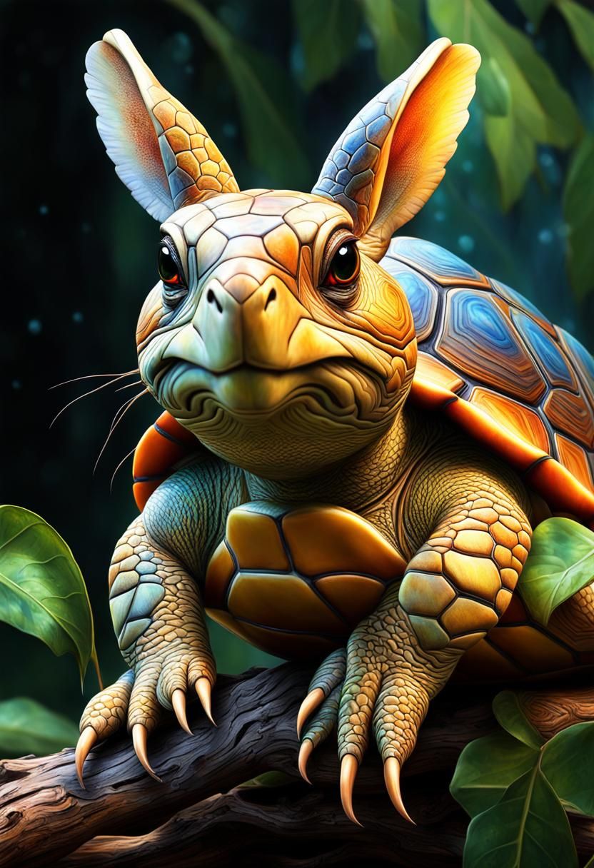 A hybrid rabbit and turtle.