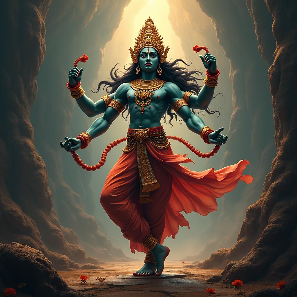 Lord Nataraja in Kerala Painting Style