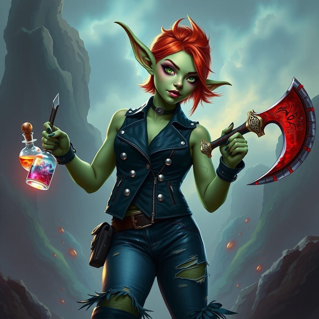 Goblin Warrior Maiden in Mystical Realm