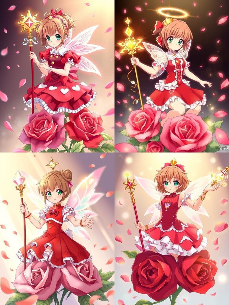 Sakura Kinomoto Fairy with Magical Staff, Anime Style