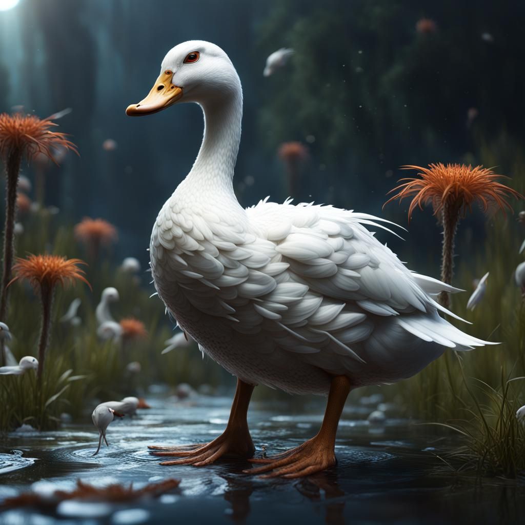 Surreal Duck with Spider Legs Concept Art