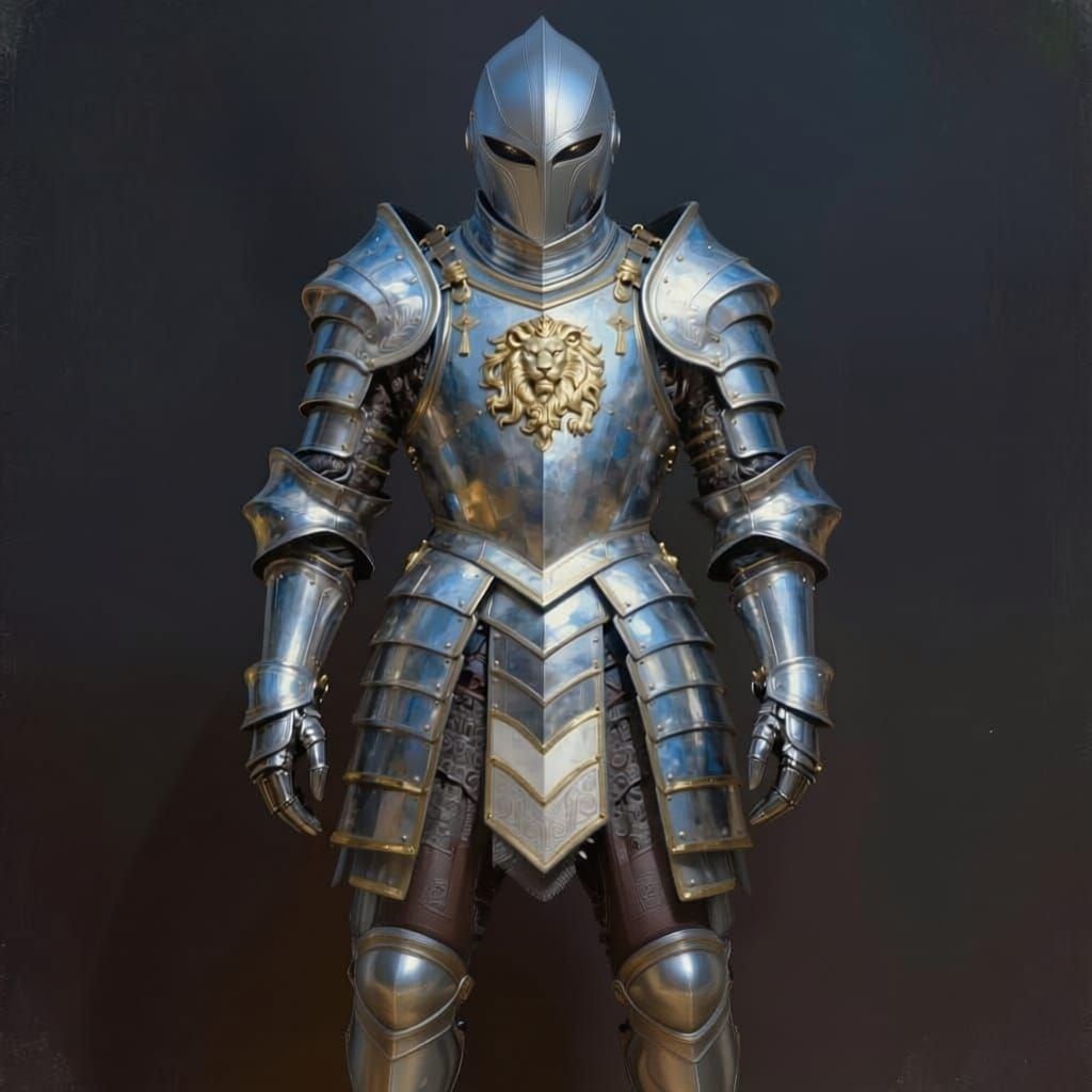 Kingly Armor with Lion Insignia in Digital Painting Style