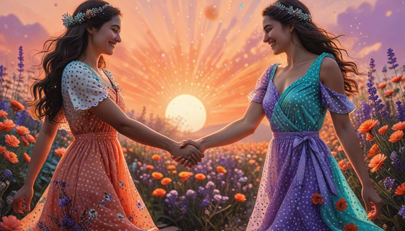 Sisterhood in Bloom: Vibrant Polka Dot Dresses