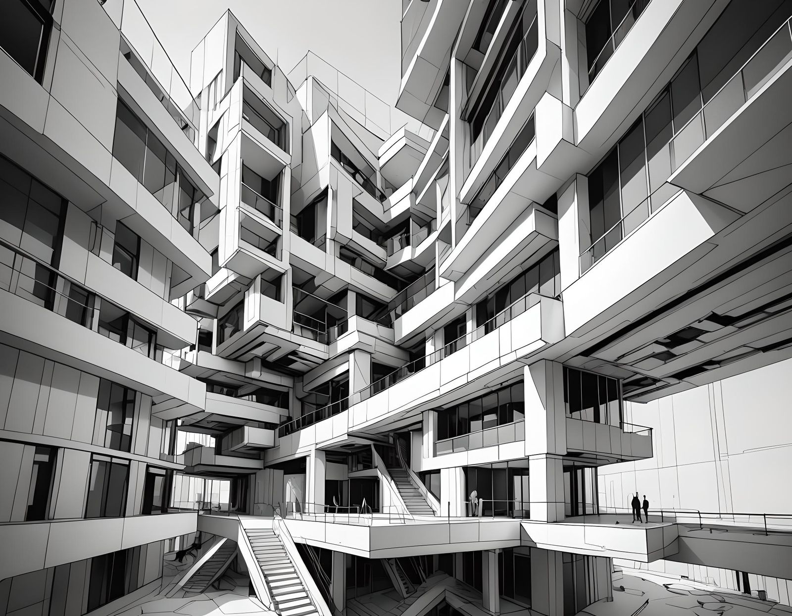 Minimalist Abstract Architectural Concept with Geometric Lin...