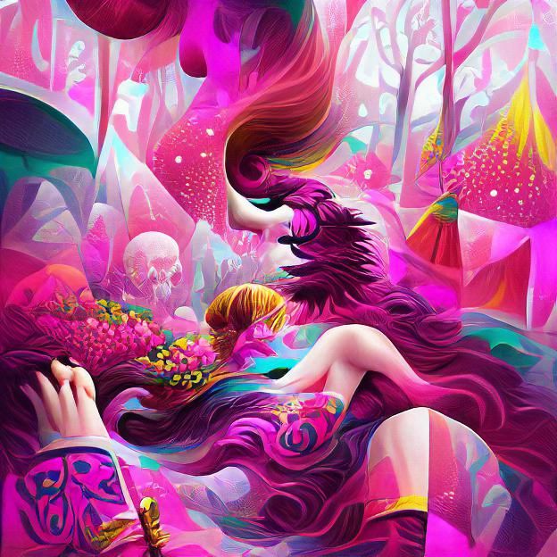 Magenta Psychedelic Fantasy Illustration