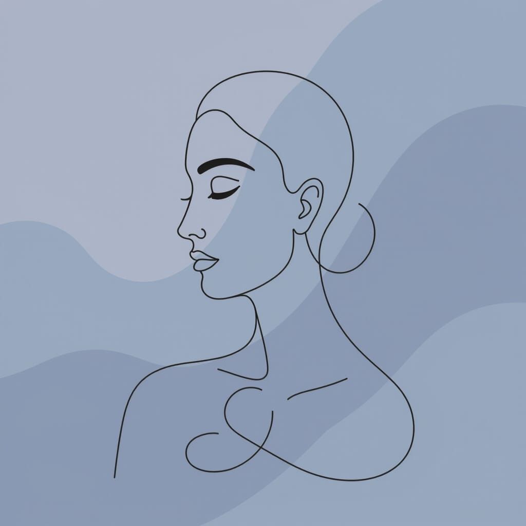 Minimalist Line Art of Contemplative Profile