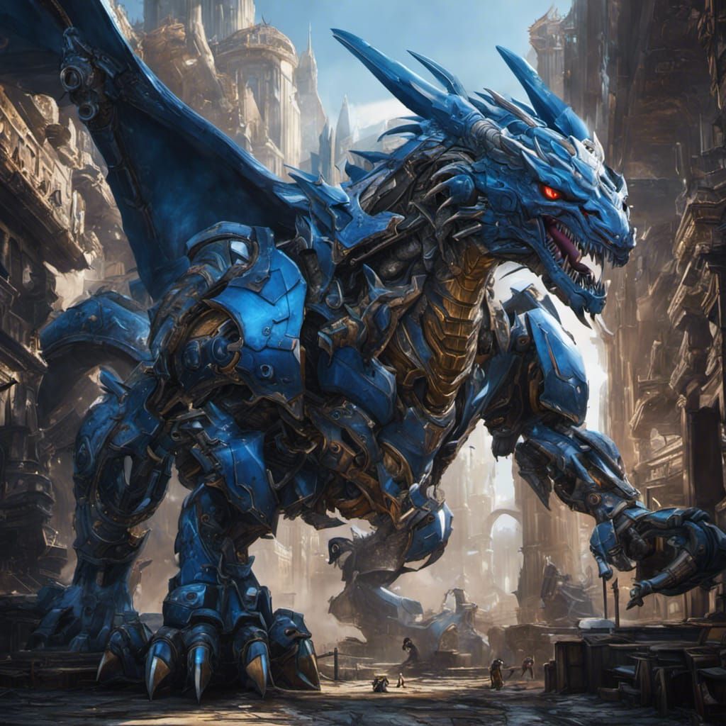 Epic Photorealistic Mecha Dragon in Dark Fantasy Style