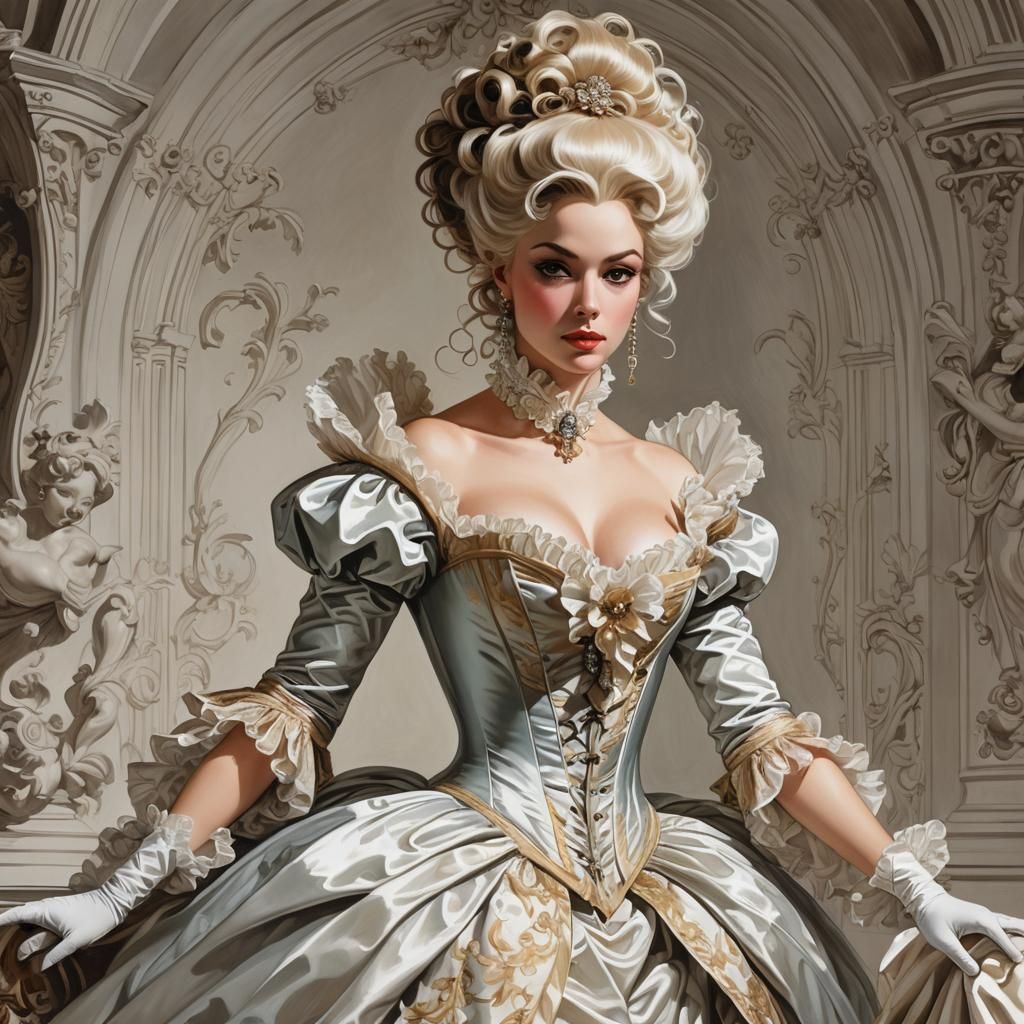 Rococo Marquise in Ethereal Sunset, Cinematic Lighting