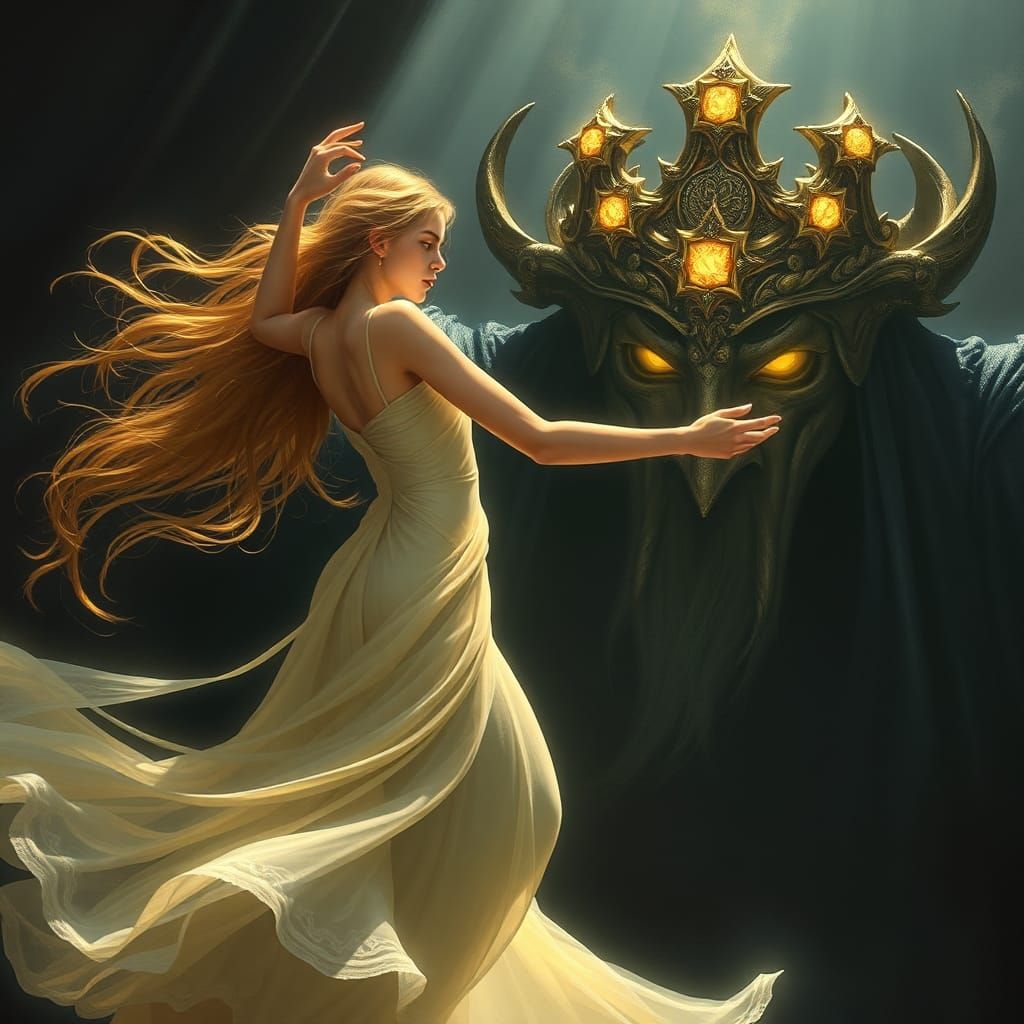 Luthien's Dance Beguiles Morgoth: A Digital Painting