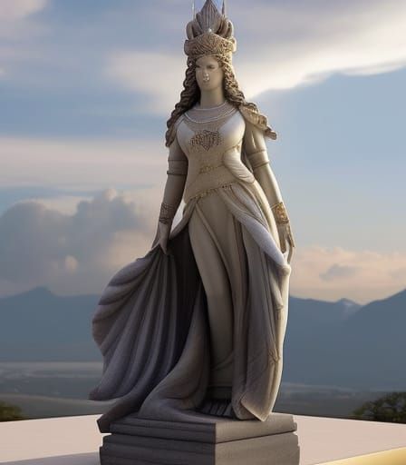 Latina Warrior Woman: White Marble Statue