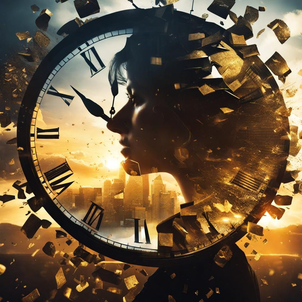 Shattered Time: Double Exposure Digital Art