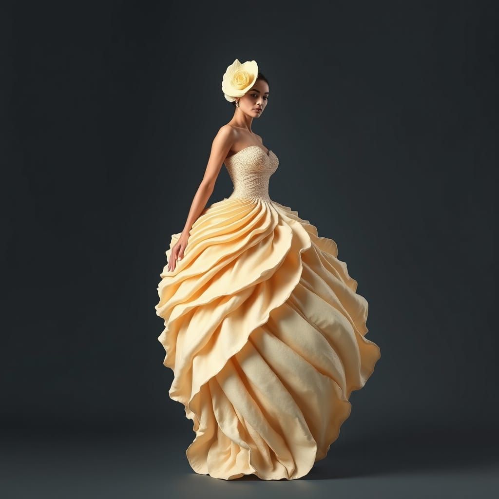 Woman in an Elegant Shell-Shaped Gown