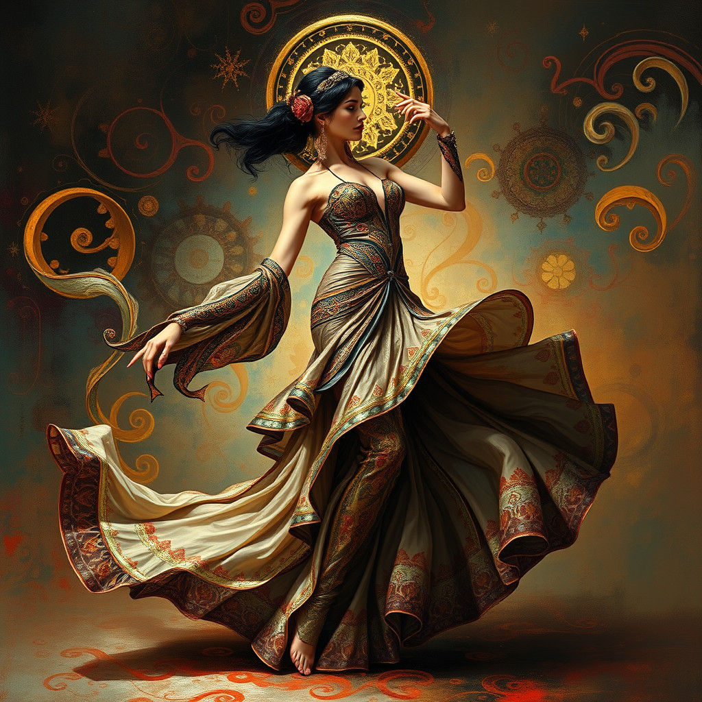 Elegant Woman Dancing in Art Deco Style