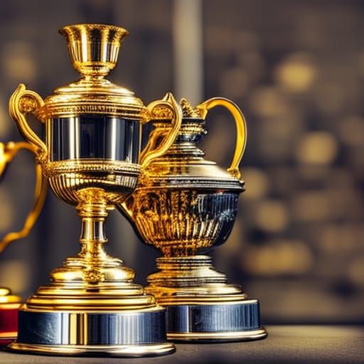 Golden Trophies Overflowing with Colorful Toffees