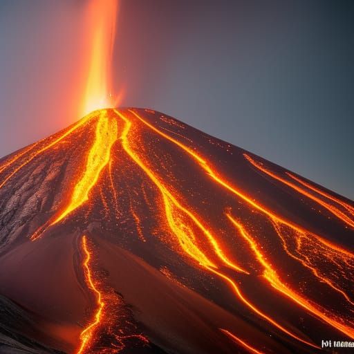 Volcanic Eruption in Surrealist Art Nouveau Style