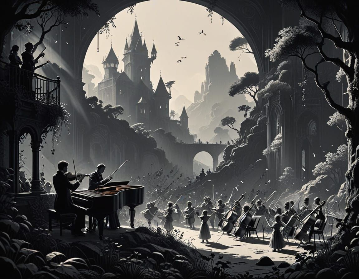 Ethereal Orchestra in Mosaic Cutout Style