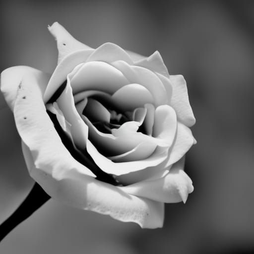 Hyperrealistic White Rose on Black Background