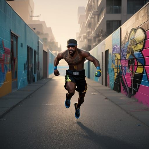 Mayweather's Street Art Escape: A Cinematic Still