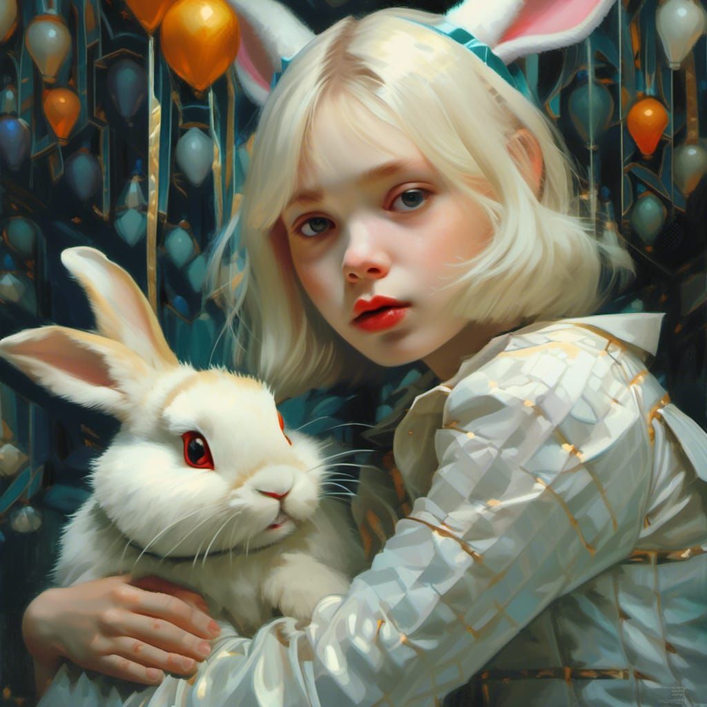 Fairytale White Rabbit in Complex Contrast