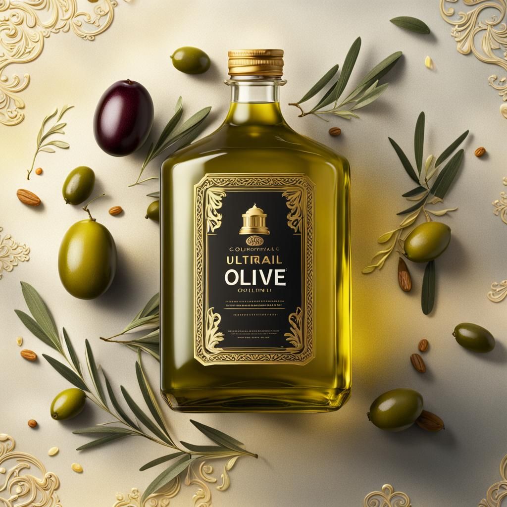 Olive Oil Editorial Product Photography in Ornate Glass