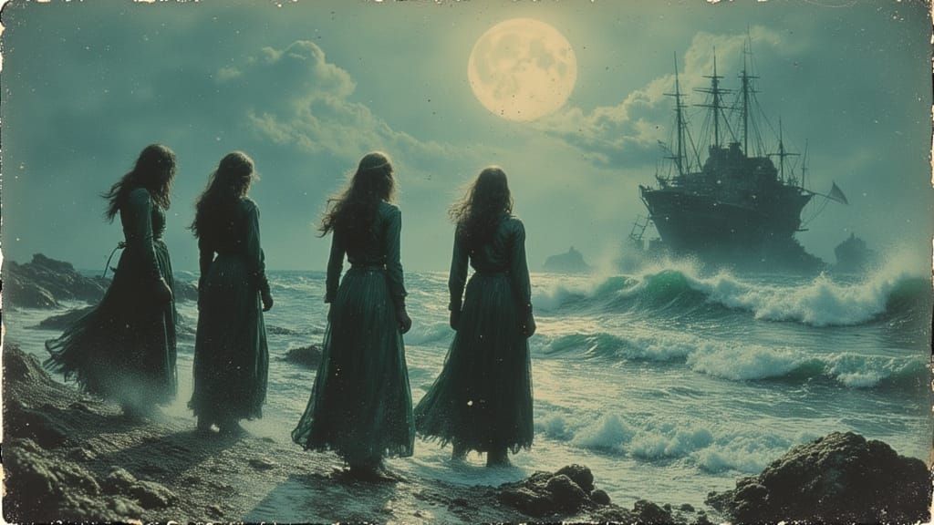 Merfolk Fear the Deep: Dreamy Symbolic Illustration