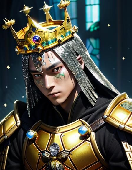 Regal Turtle Warrior Adorned in Gold and Silver