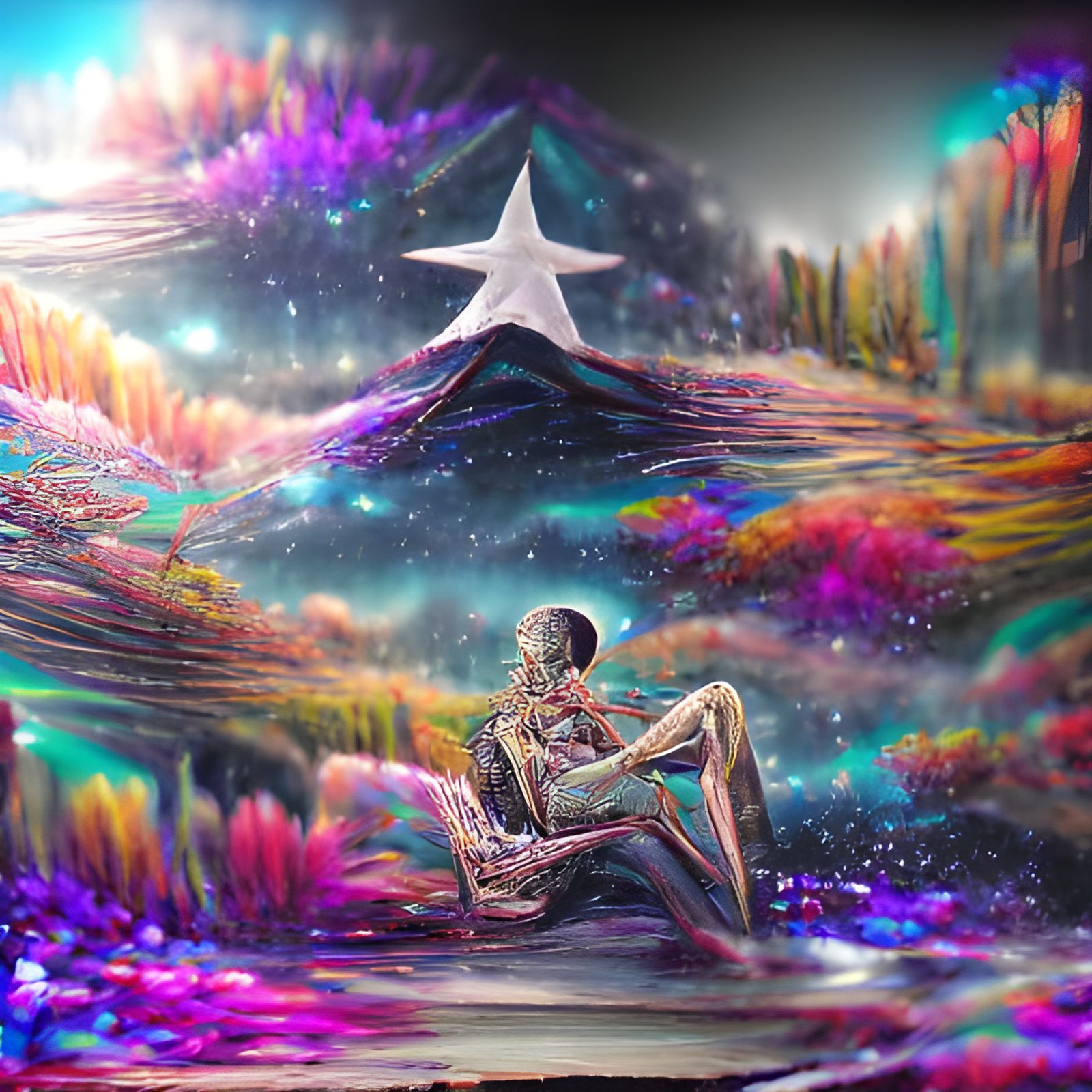 Cosmic Dreamscape: Holographic Astral Illustration