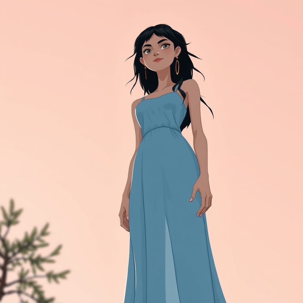 Ethereal Figure Stands Amidst a Serene Landscape