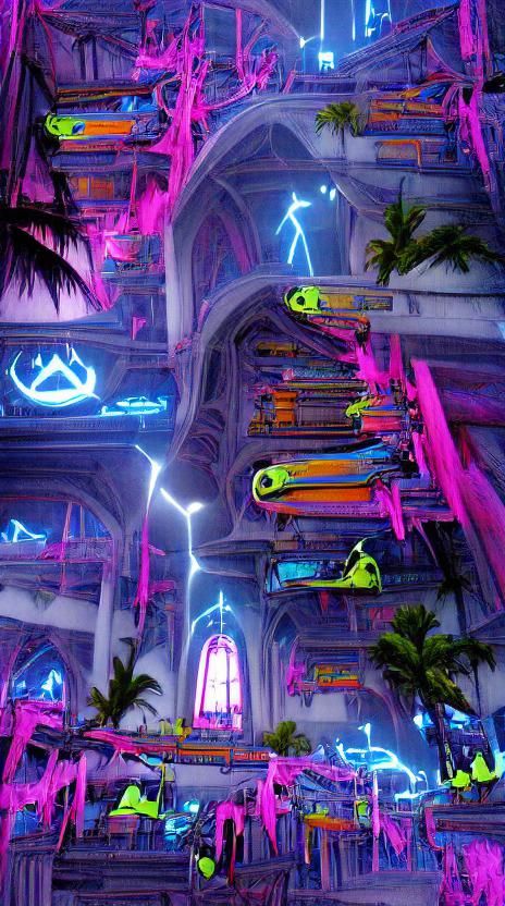 Neon Lightning Cathedral: A Paradise of Light