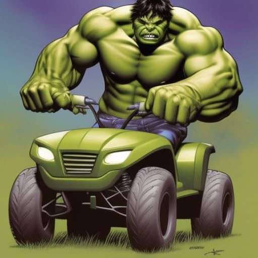 Incredible Hulk on ATV: Comic Book Art