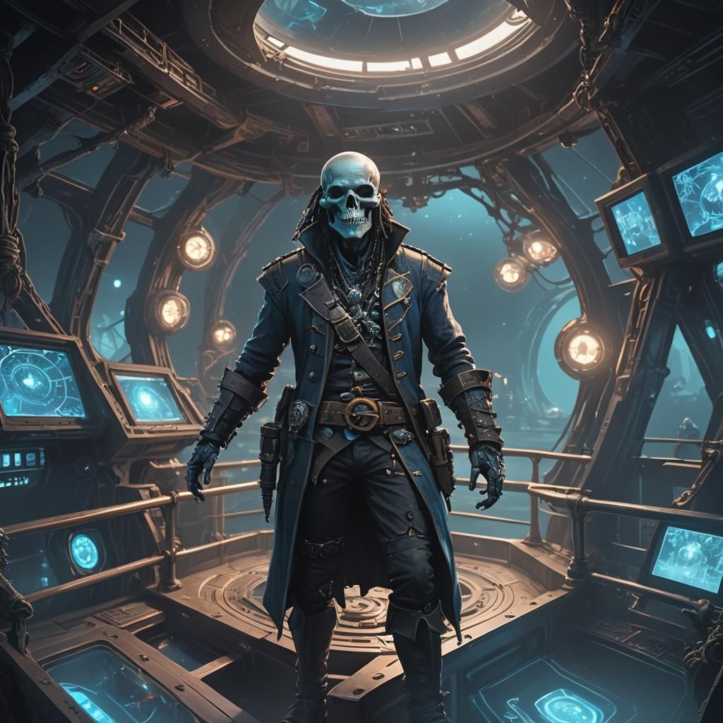 Undead Pirate on Spaceship Bridge: Concept Art