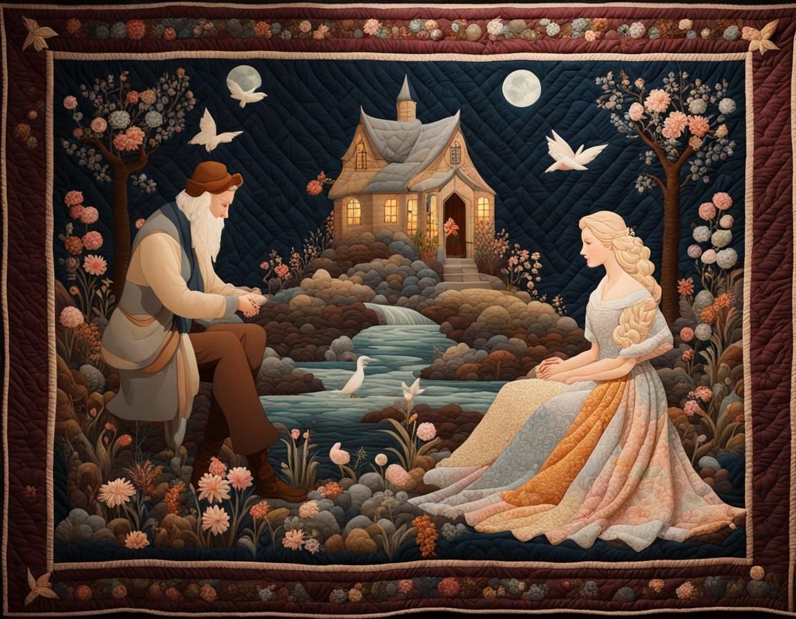 Ethereal Storybook Quilt with Delicate Floral Details