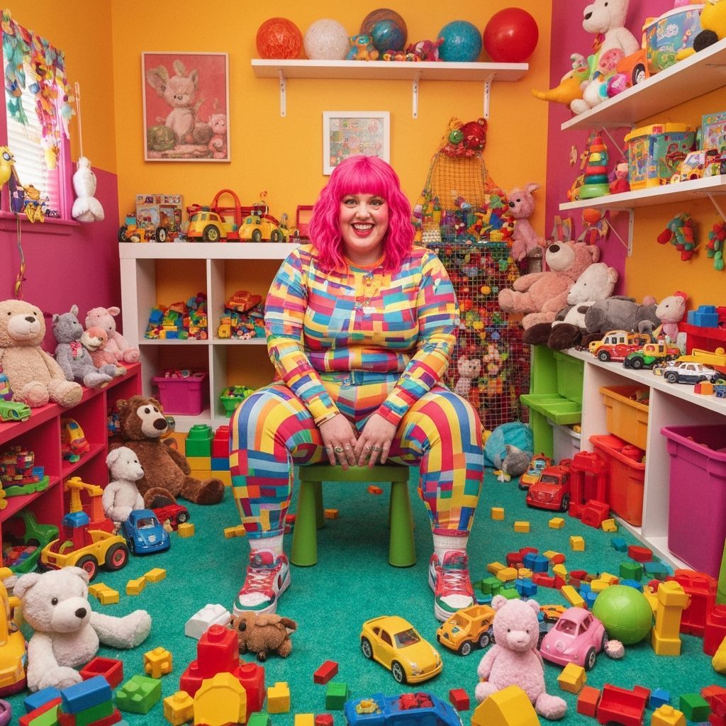 Woman in Playroom, Whimsical Art Style