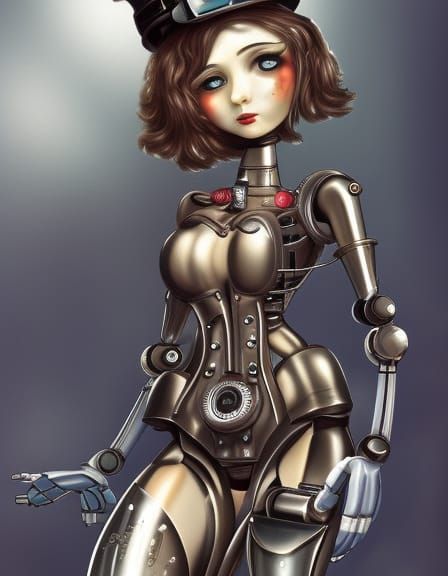 Steampunk Robot Girl: Mechanical Marvel
