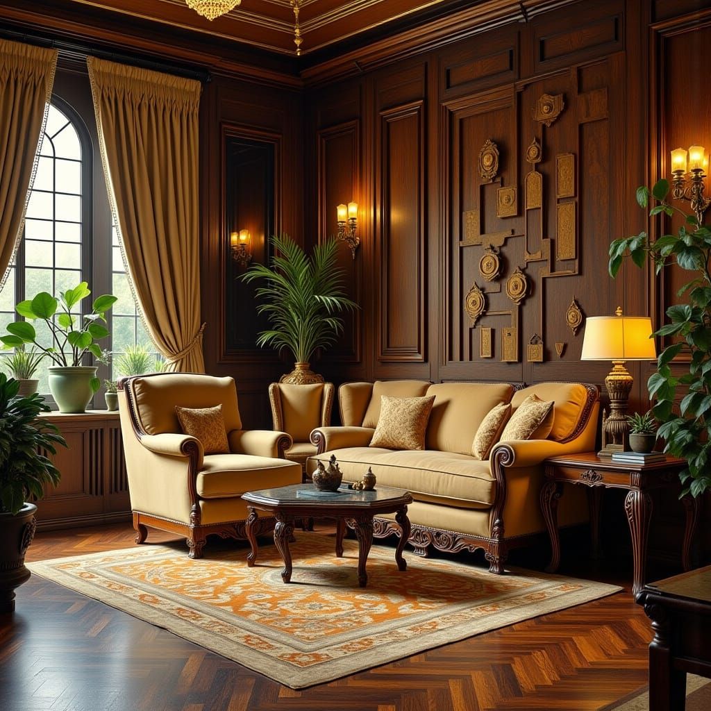 Ornate Art Deco Sitting Room Interior