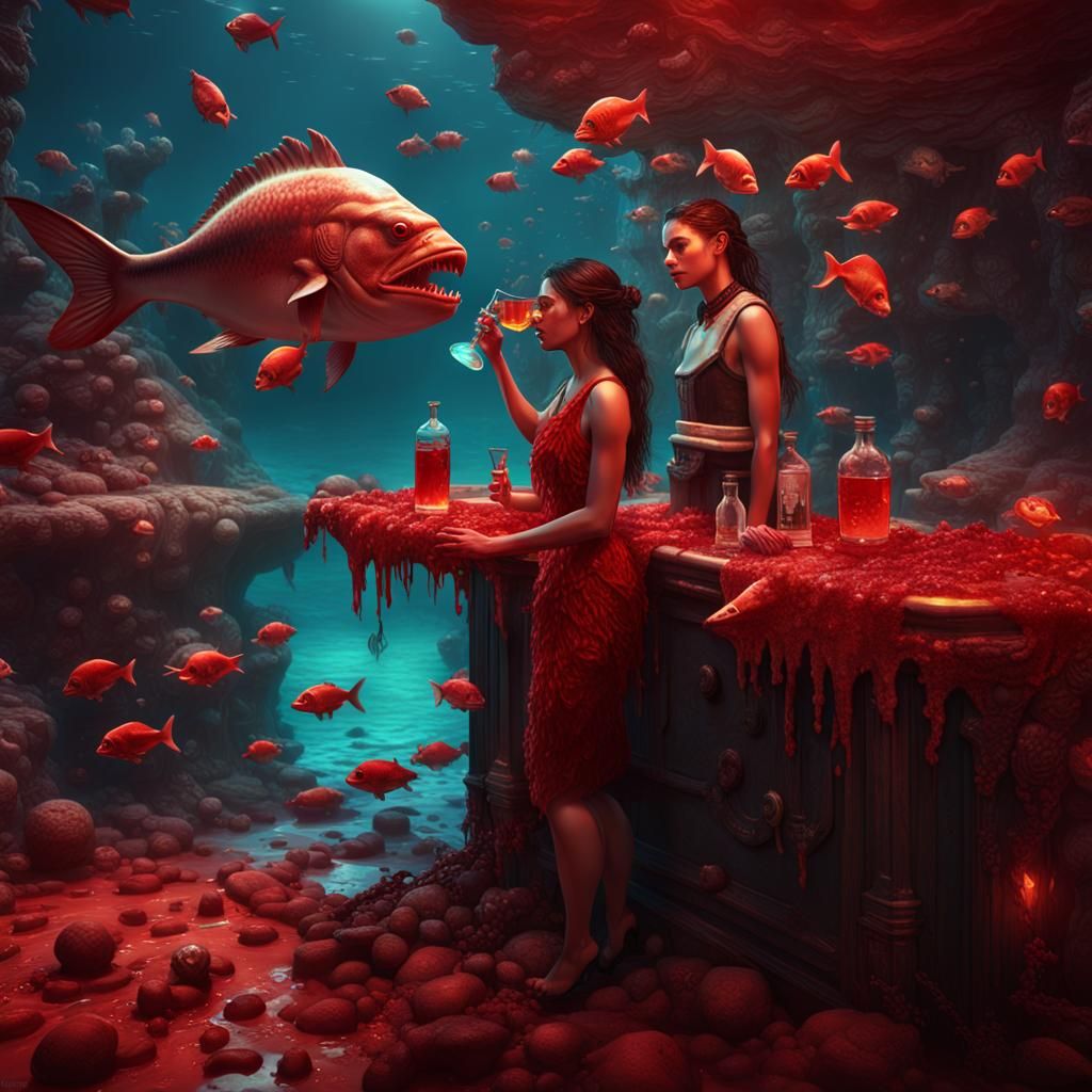 Woman Bathes in Red Sea with Piranhas