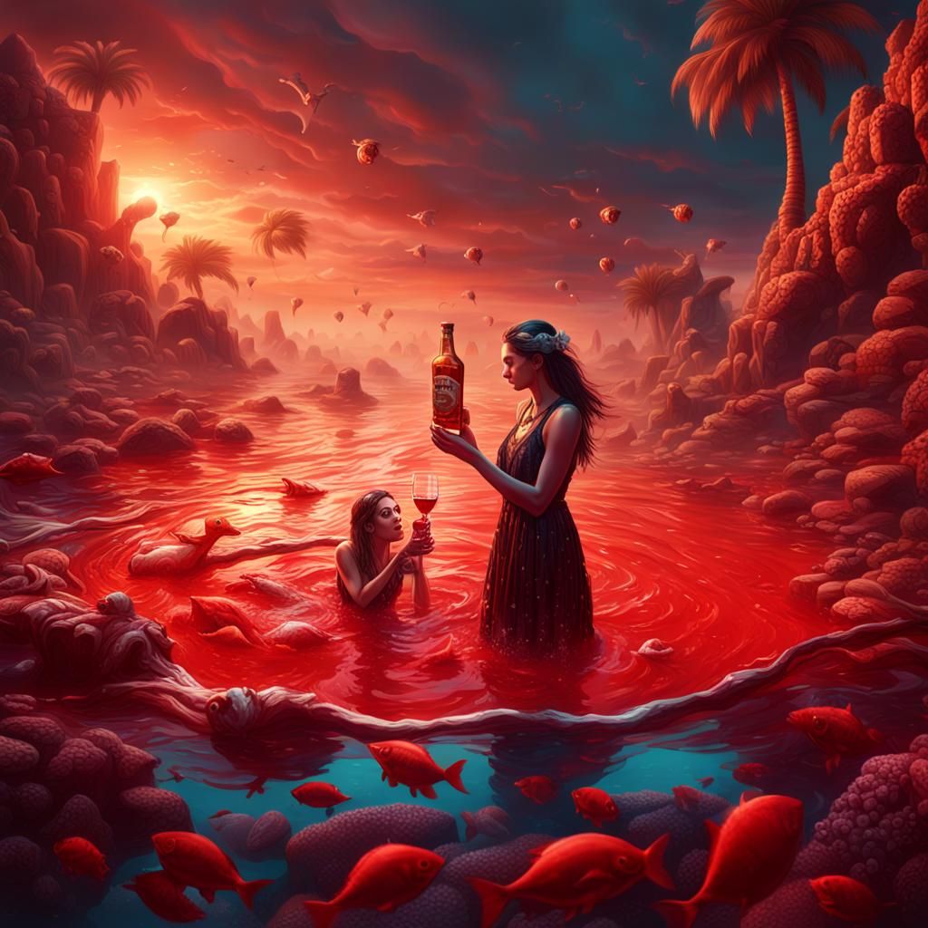 Woman Bathes in Red Sea with Piranhas