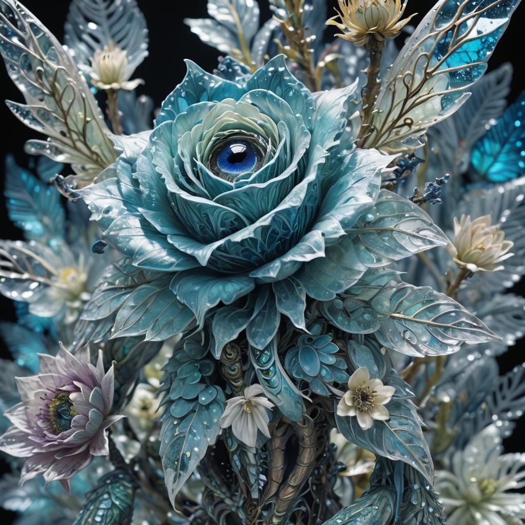 Psychedelic Plant Monster Tattoo Art in Bioluminescent Fores...