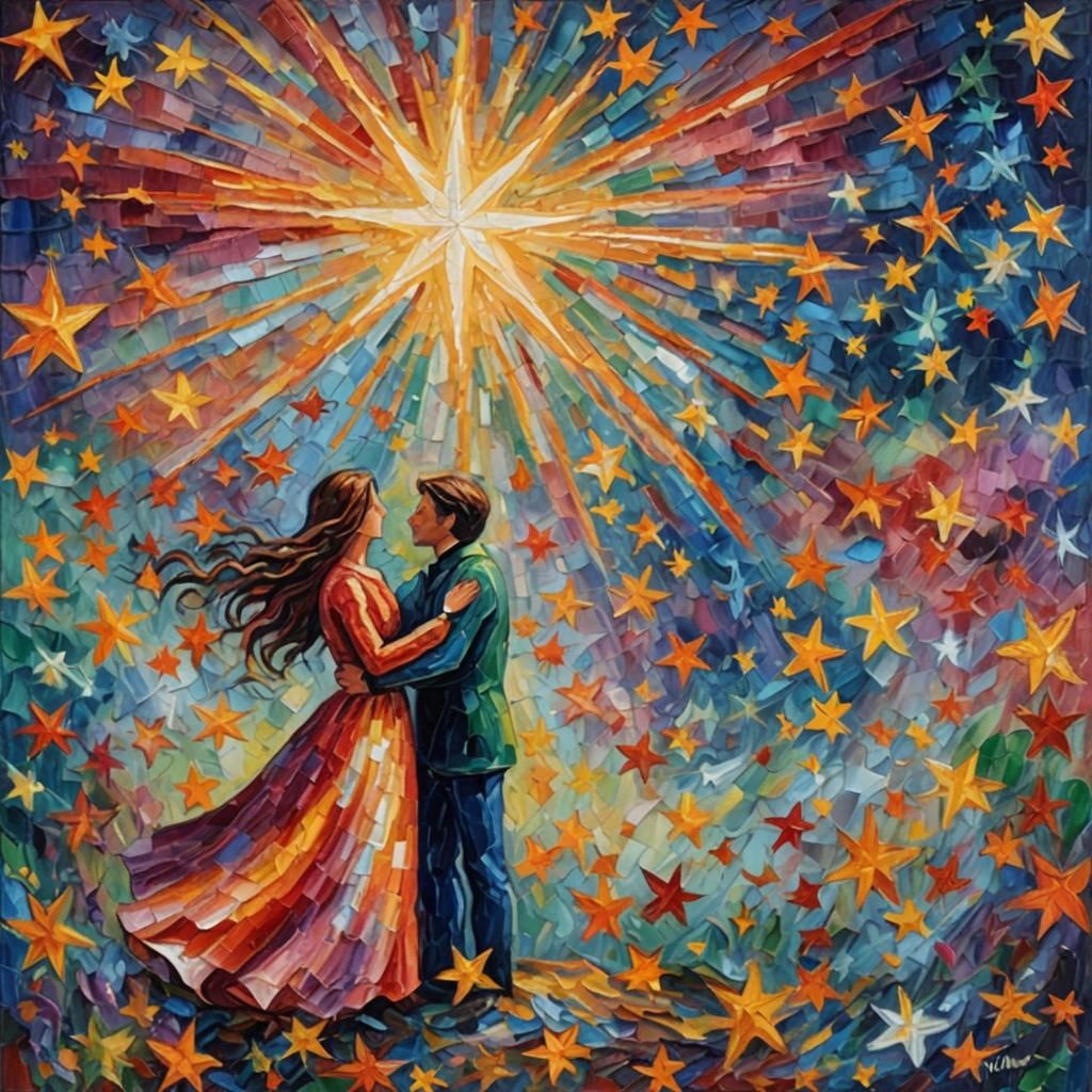 Eternal Star Shines in Neo-Impressionist Oil Painting