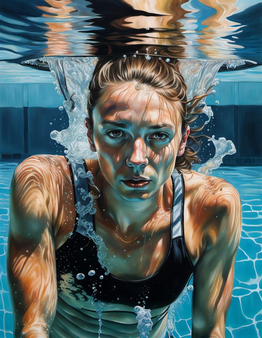 Diver Emerging: A Photorealistic Acrylic Portrait