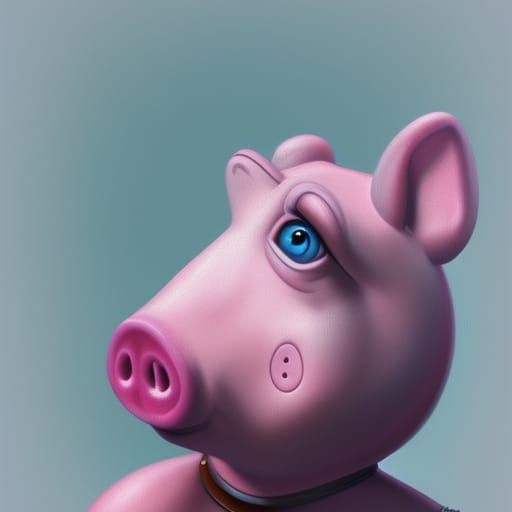 Hyperrealistic Peppa Pig Portrait in Detailed Digital Art