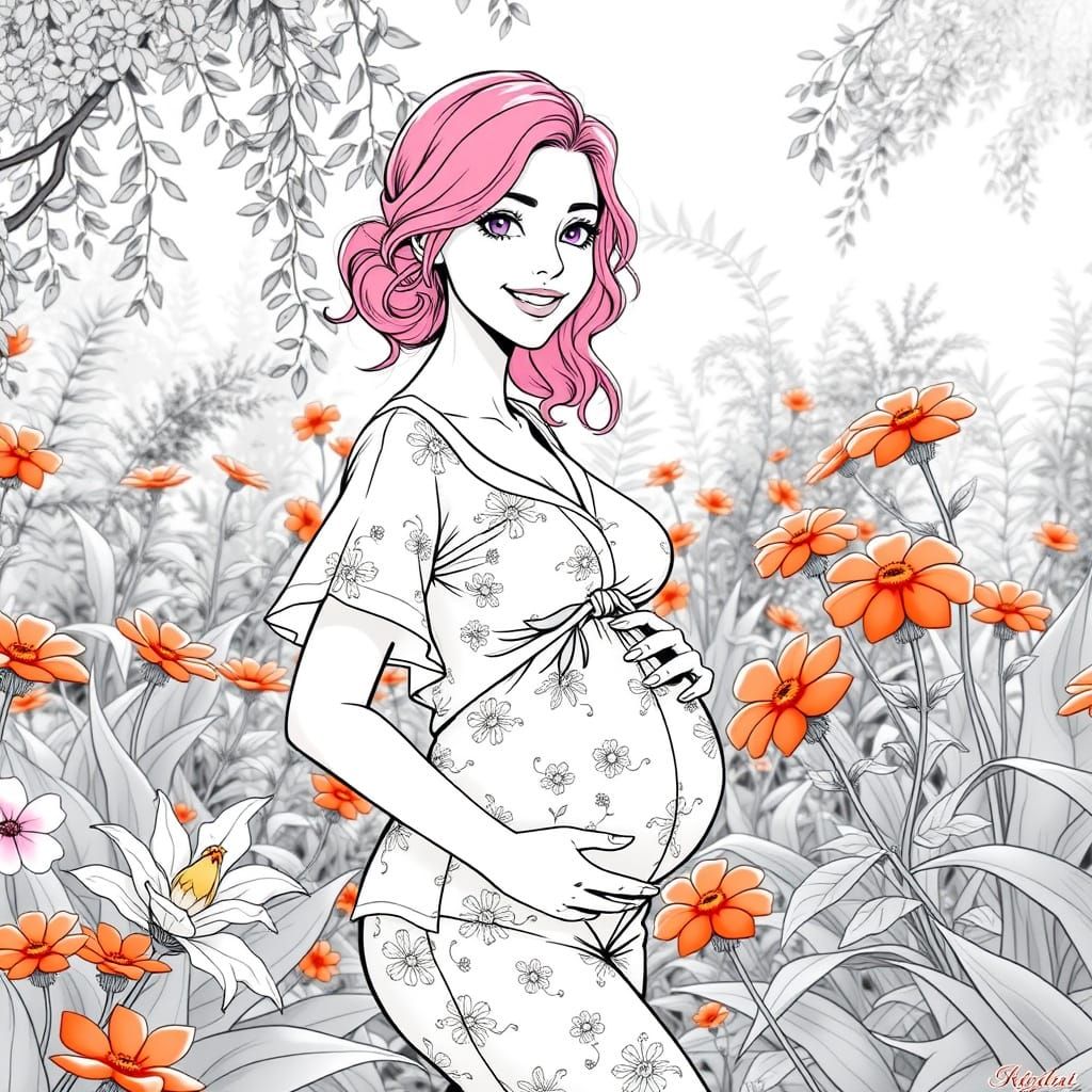 Whimsical Art Nouveau Goddess in Pastel Pajamas