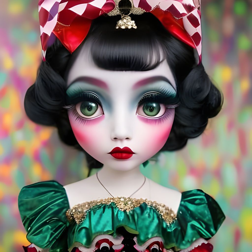 Gothic Girl with Big Eyes in Pop Art Style