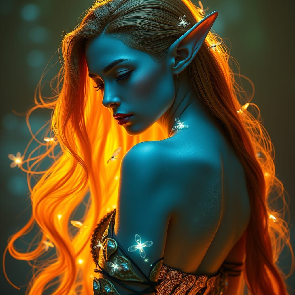 Surreal Elf Goddess Illuminated by Ethereal Light