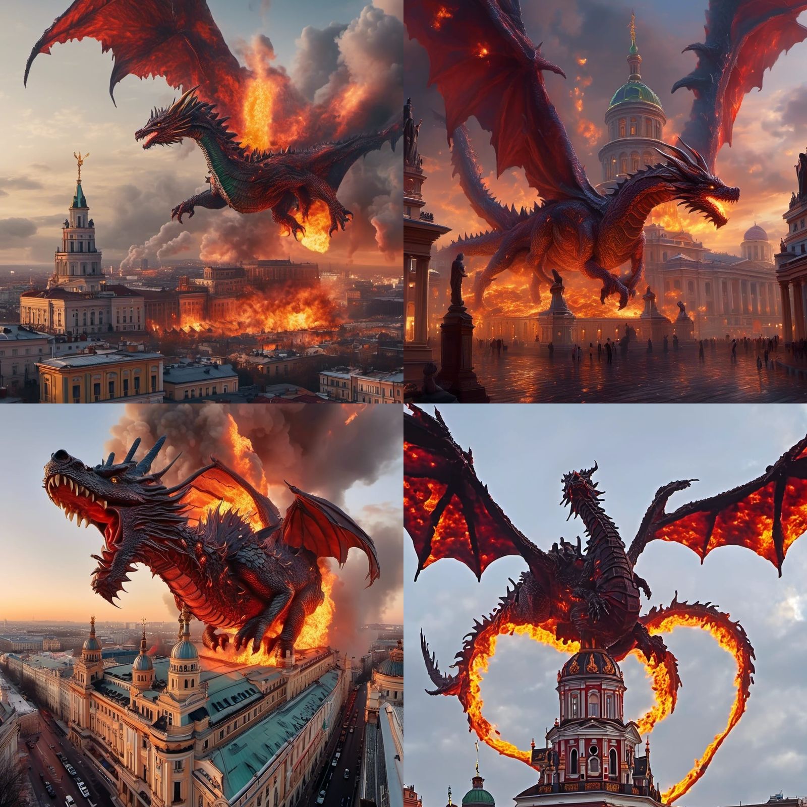 Nuclear Dragon Over Burning Moscow