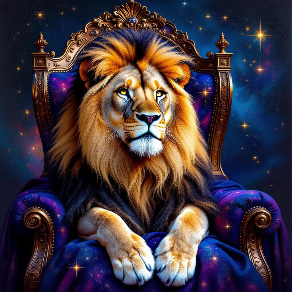 Lioness with Starlight Mane in Renaissance Portraiture Style